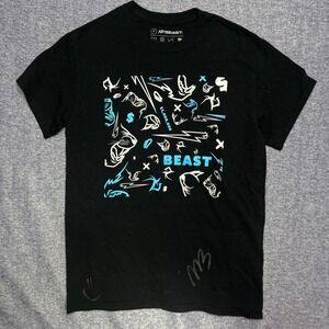 MrBeast Graphic Print Black Short Sleeve T-Shirt Women's Size Small‎